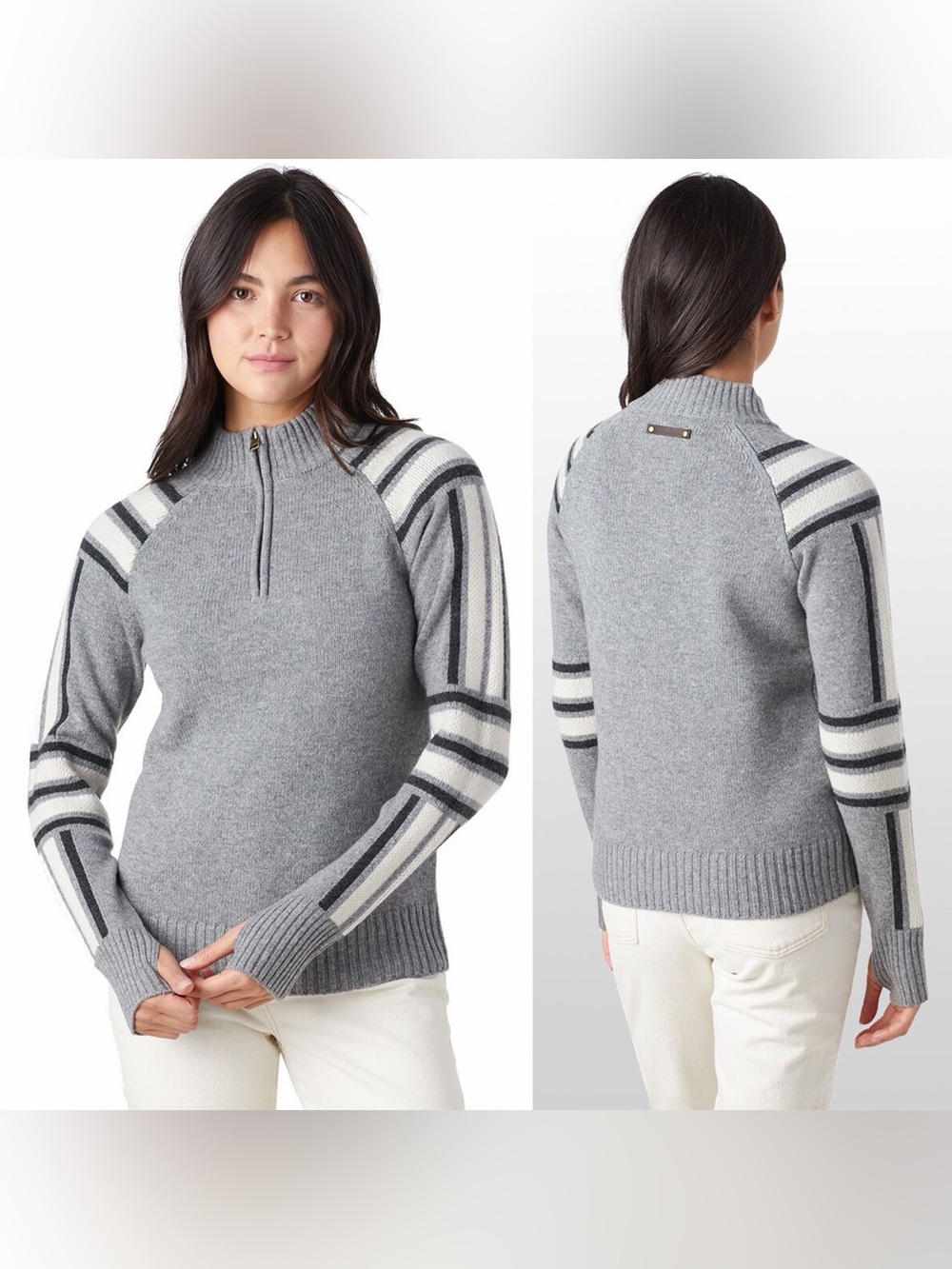 Alps & Meters Women’s Slalom Knit Alpine Sweater Sz S Grey Wool Cashmere NWOT